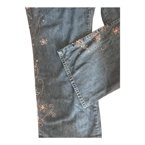 Y2K Faded Glory Floral Embroidered Bootcut Jeans 22W NWT Boho Festival Feminine - Picture 3 of 7